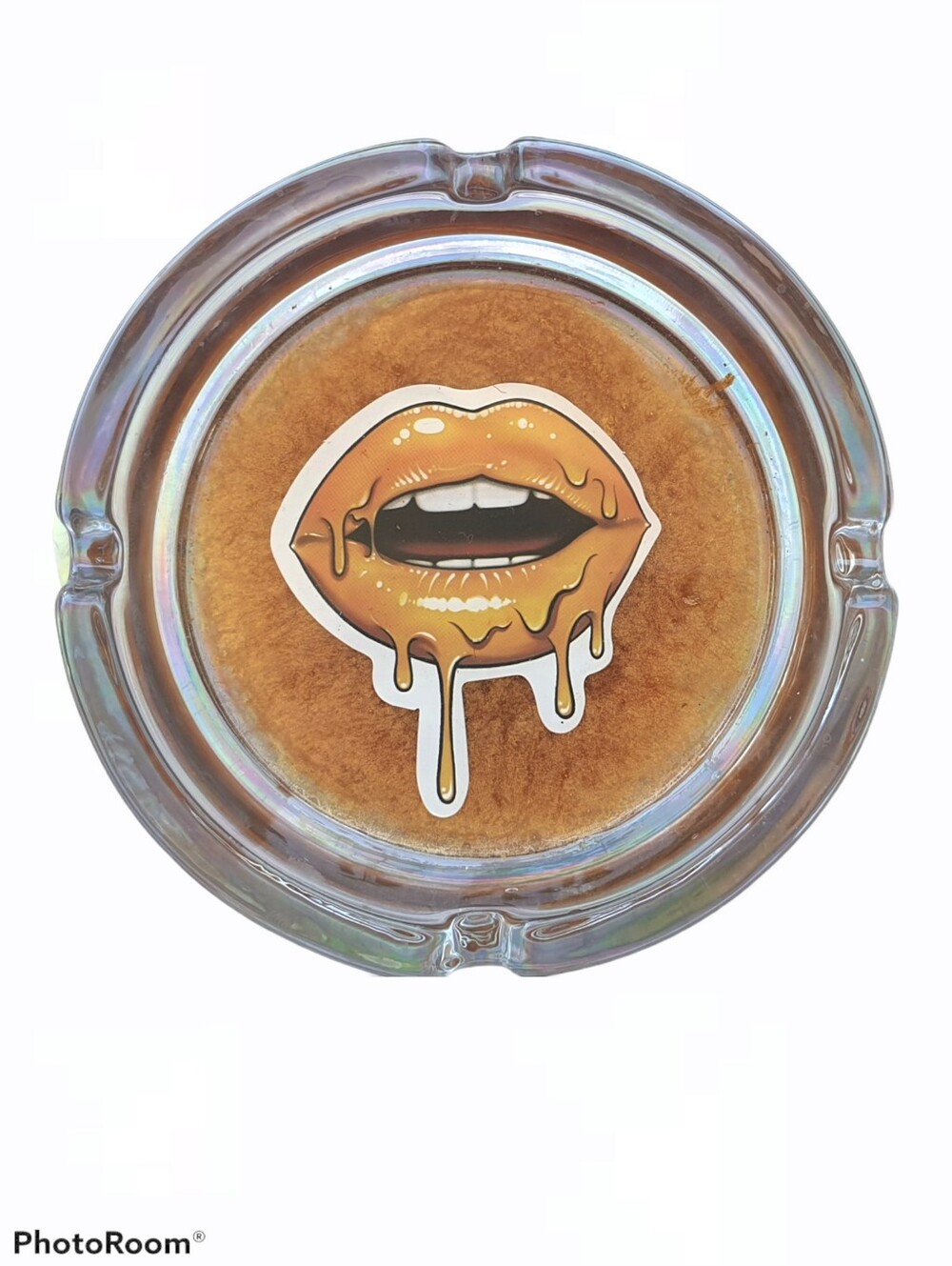 Glass Ashtray With Honey Lips Drip Cigarettes Joints